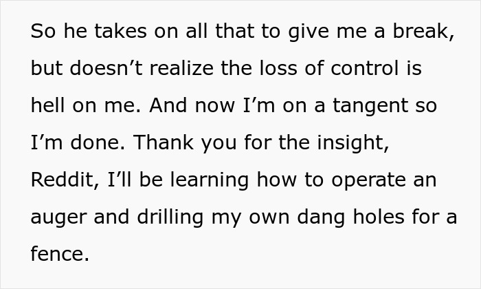 Text excerpt about man ignoring partner's request for a pool fence, focusing on kids' safety and frustration over control loss.