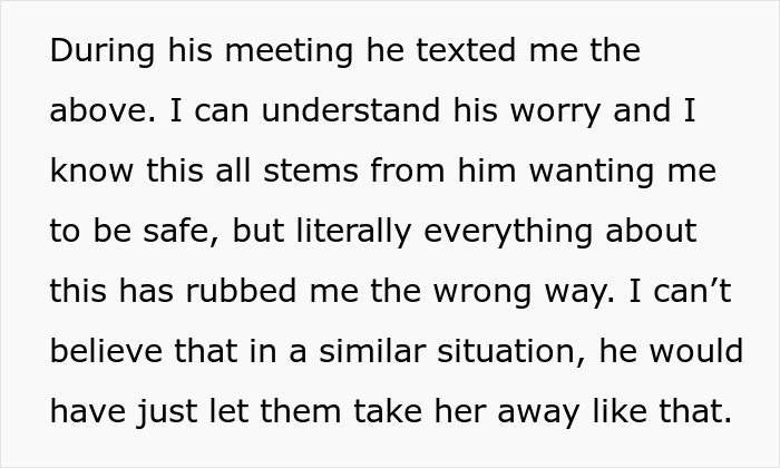 Text message expressing worry about safety and frustration over a guy losing it after his girlfriend confronts kidnappers. Text message expressing worry about safety and frustration over a guy losing it after his girlfriend confronts kidnappers.
