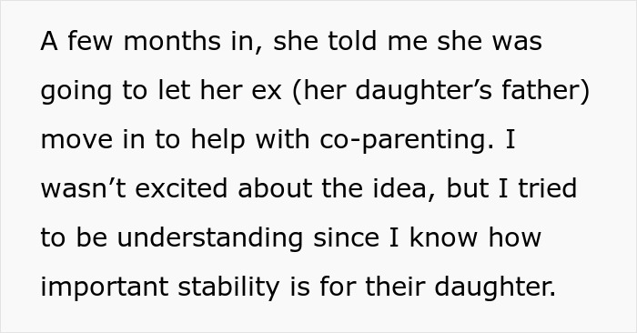 Man contributes $2K toward girlfriend’s mortgage but moves out after her ex becomes a new roommate for co-parenting stability. Man contributes $2K toward girlfriend’s mortgage but moves out after her ex becomes a new roommate for co-parenting stability.