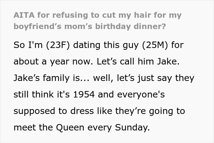 Woman refusing to cut her hair for boyfriend&rsquo;s mom party, insisting on keeping her wild hairstyle intact.