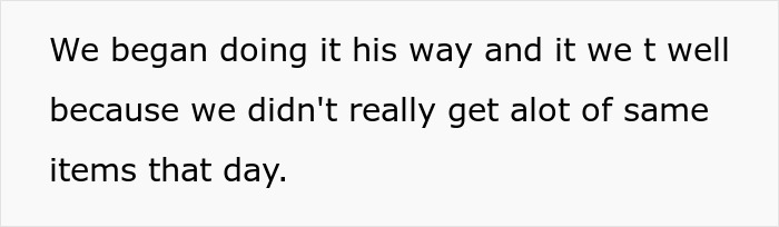 Text on white background describing a rule causing a store&rsquo;s backroom to become a disaster by lunchtime.