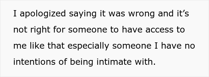 Text on a white background with a statement about apologizing for allowing access without intentions of being intimate in a micro-cheating context.