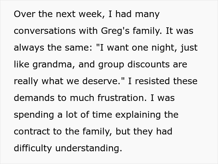 Entitled lawyer demanding hotel discounts for daughter’s wedding faces resistance from hotelier in ongoing negotiations. Entitled lawyer demanding hotel discounts for daughter’s wedding faces resistance from hotelier in ongoing negotiations.