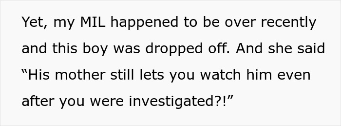 Mother-in-law confronts about child protective services investigation after boy was dropped off during her visit. Mother-in-law confronts about child protective services investigation after boy was dropped off during her visit.