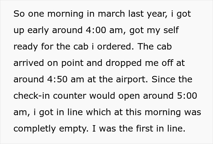Early morning airport scene showing an entitled mother insisting on paying for an upgrade at check-in counter.