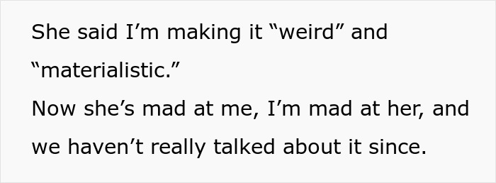 Text excerpt from a woman refusing to wear an engagement ring, causing tension with her worried fiancé over its meaning. Text excerpt from a woman refusing to wear an engagement ring, causing tension with her worried fiancé over its meaning.