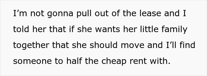 Text image showing a woman standing her ground after roommate demands she move out for nursery space. Text image showing a woman standing her ground after roommate demands she move out for nursery space.