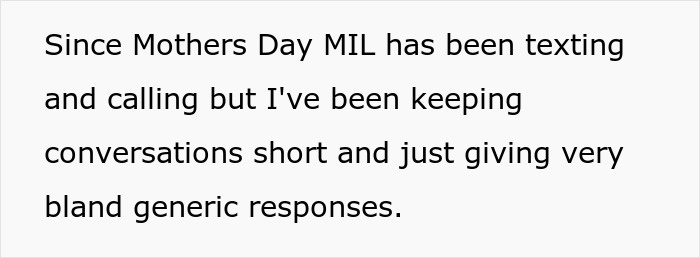 Text message describing tension with mother-in-law after skipping wife&rsquo;s first Mother&rsquo;s Day to spend time with his mom.