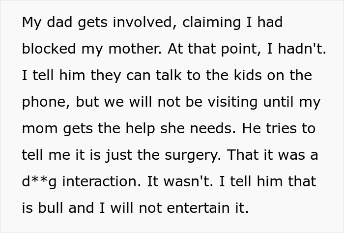 Text excerpt about a woman dealing with her mom who is threatening to involve CPS and family conflict over visitation. Text excerpt about a woman dealing with her mom who is threatening to involve CPS and family conflict over visitation.