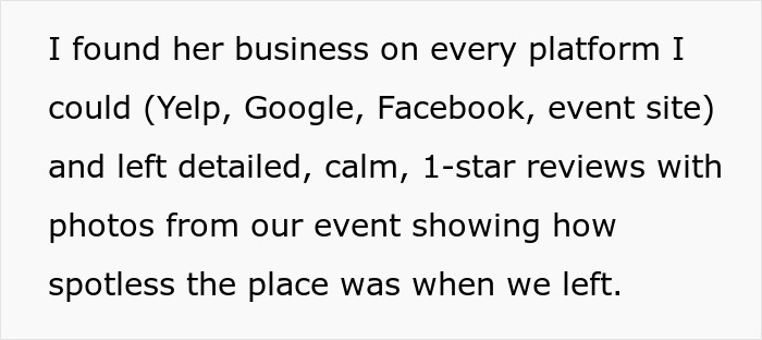 Guest ruins venue host&rsquo;s reputation by posting 1-star reviews claiming sparkling clean place was left spotless.