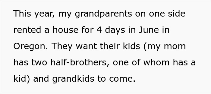 Text describing family holiday plans where woman realizes she&rsquo;s invited only to babysit during the gathering.