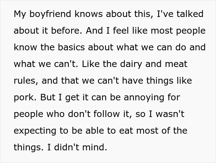 Text about dietary restrictions, bacon in food, and navigating Jewish food rules with a boyfriend&rsquo;s family.