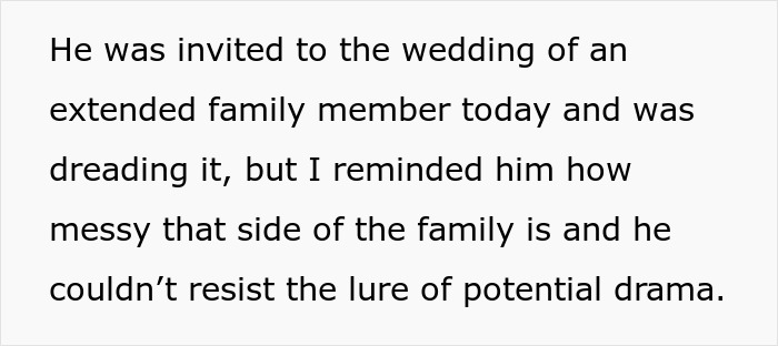 Man attends wedding expecting drama, witnesses bride's dad unexpectedly initiate divorce during the event.