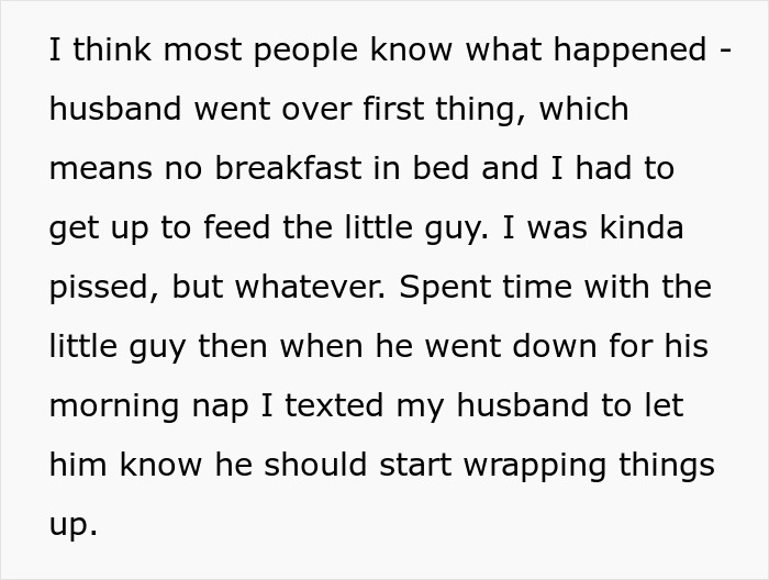 Text excerpt about husband skipping wife&rsquo;s first Mother&rsquo;s Day to spend time with his mom, causing hurt feelings.