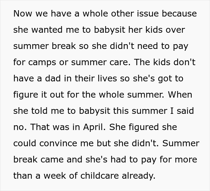 Teen refuses to babysit stepsiblings during summer break in a blended family with stepmom expecting childcare help.