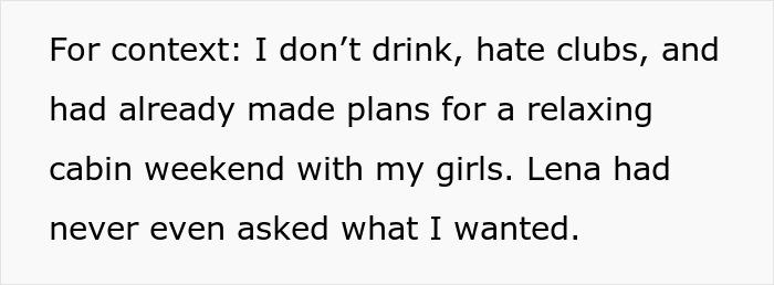 Text excerpt explaining a personal story about being cut from a bridal party and unwanted wedding planning involvement. Text excerpt explaining a personal story about being cut from a bridal party and unwanted wedding planning involvement.