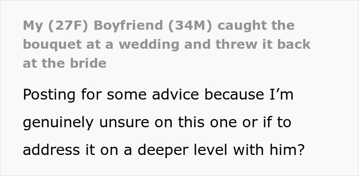 Man caught the bouquet at a wedding and playfully threw it back at the bride during the celebration. Man caught the bouquet at a wedding and playfully threw it back at the bride during the celebration.