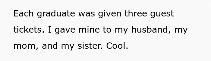 Text about woman&rsquo;s graduation day ruined when hubby gives sister-in-law&rsquo;s seat to his mom without warning.