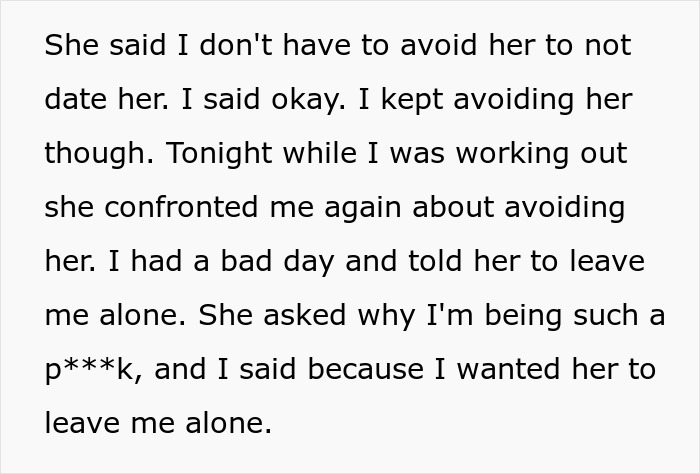 Man avoiding gym stalker who confronts him while working out and reacts aggressively after his rejection.