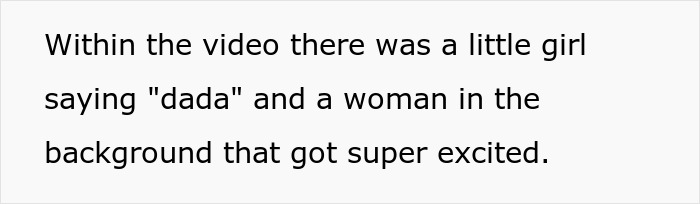 Video showing a little girl saying dada and a woman in the background excited, hinting at a secret second family reveal.