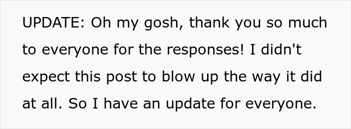 Text update on a social media post about a woman refusing to risk her health for sister&rsquo;s wedding photo aesthetic.