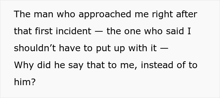 Text excerpt discussing a woman confronting a gym guy who tries to fist bump despite her message.