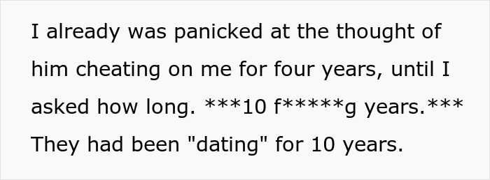 Text on a white background reveals a wife discovering her husband's secret second family after borrowing his phone.