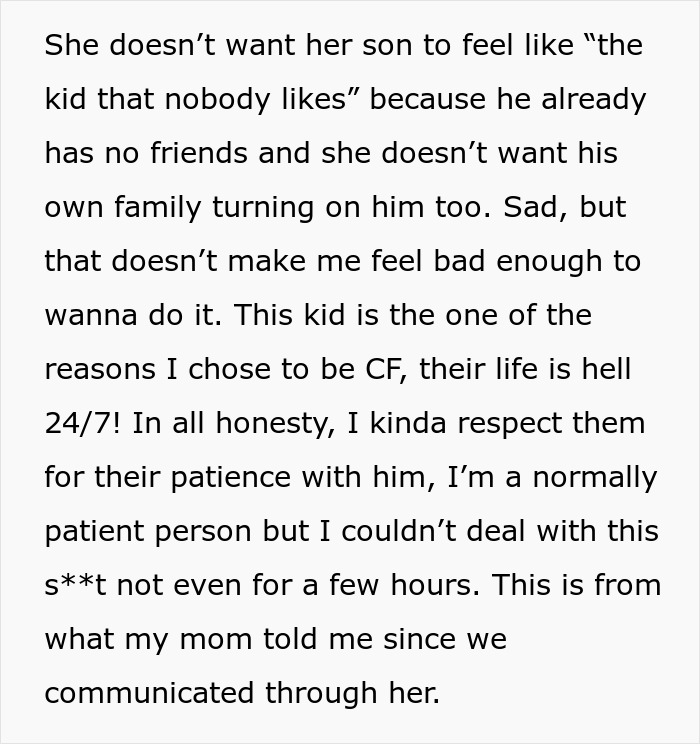 Babysitter refuses to watch one specific child due to challenging behavior, mother accuses her of discrimination.