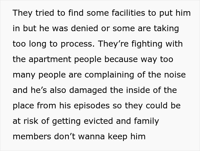 Text explaining a babysitter refusing to watch one specific child amid accusations of discrimination from the mother.