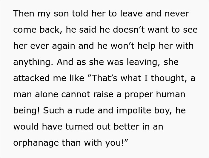 Text excerpt from a story about an absent grandma trying to reconnect but facing rejection from family members. Text excerpt from a story about an absent grandma trying to reconnect but facing rejection from family members.