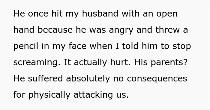 Text describing misbehaved kids causing chaos during trips, with no consequences from their parents.