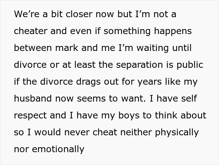 Text discussing waiting for divorce or separation to be public and maintaining self respect amid relationship struggles. Text discussing waiting for divorce or separation to be public and maintaining self respect amid relationship struggles.