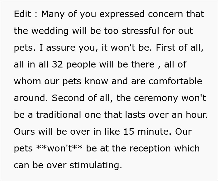 Bride replaces kids with pets at her wedding, addressing concerns about pets&rsquo; comfort and ceremony duration.