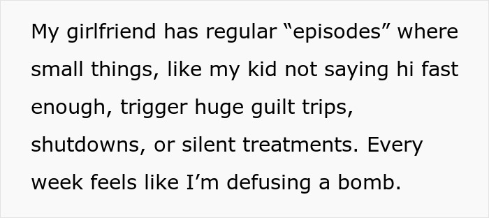 Text excerpt showing a dad desperate to restore peace at home, describing emotional stress and feelings of defusing a bomb. Text excerpt showing a dad desperate to restore peace at home, describing emotional stress and feelings of defusing a bomb.