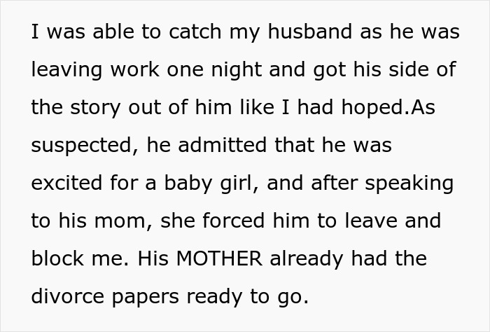 Pregnant daughter-in-law accused of manipulating baby&rsquo;s gender by mother-in-law, leading husband to file for divorce silently.