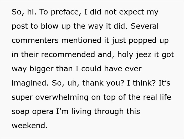 Text excerpt discussing the mother of ring bearer shocked to learn bride left her off guest list despite RSVP and help.
