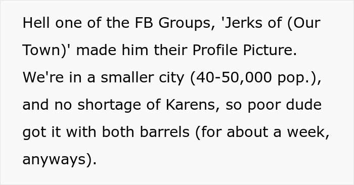 Text snippet discussing a man habitually speaking loudly in the library, filmed by local regulars.