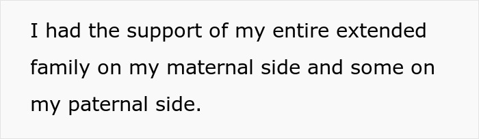 Text excerpt about family support displayed in a plain layout, relating to woman taking dad to court over stolen inheritance.