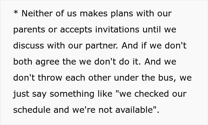 Text discussing relationship boundaries about making plans with parents and partners, reflecting on Mother's Day conflict issues.