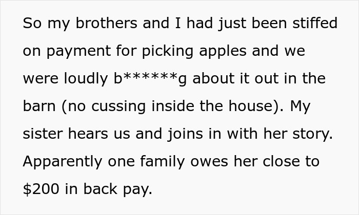 Text excerpt about a babysitter unpaid by a religious couple and a family planning Bible-based revenge. Text excerpt about a babysitter unpaid by a religious couple and a family planning Bible-based revenge.