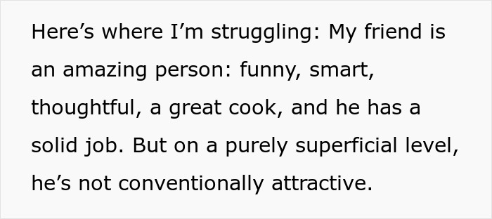 Text excerpt discussing a man wanting to date influencer-like women and a friend giving him a reality check. Text excerpt discussing a man wanting to date influencer-like women and a friend giving him a reality check.