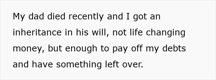 Text excerpt about inheritance and paying off debts, related to a man accused of supporting transphobia at Harry Potter Wizarding World.