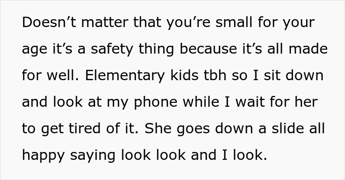 Text excerpt about a woman refusing to watch her sister again after family claims she broke her leg.