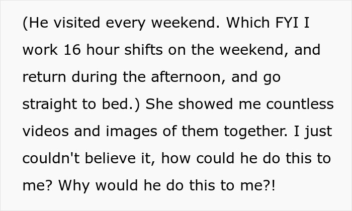 Text excerpt describing a man hiding a secret second family revealed after his wife borrows his phone.