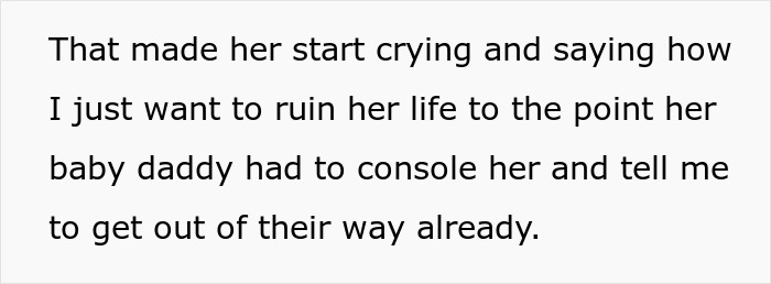 Text excerpt on a white background about a woman crying after a roommate's demand for nursery space dispute. Text excerpt on a white background about a woman crying after a roommate's demand for nursery space dispute.