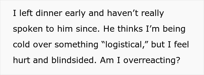 Text message describing feeling hurt and blindsided after husband gives sister-in-law&rsquo;s seat to his mom without discussion.