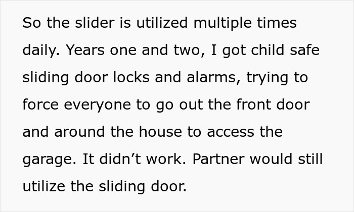 Text discussing challenges of implementing child safe sliding door locks and alarms for kids' safety around the pool area.