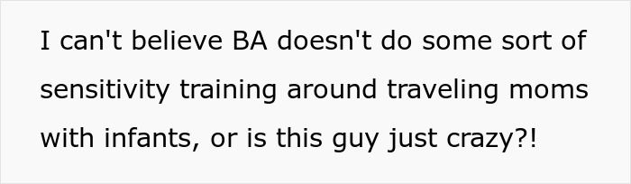 Text discussing a mom outraged as a male steward lifts her nursing cover mid-feed while serving dinner. Text discussing a mom outraged as a male steward lifts her nursing cover mid-feed while serving dinner.