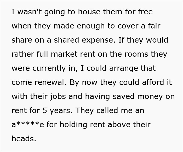 Text excerpt discussing a woman&rsquo;s roommates and sisters reacting to her secretly owning the house and setting rent terms.