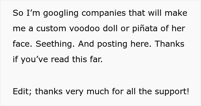 Text showing someone searching for companies to make a custom voodoo doll or piñata, expressing anger over mother-in-law and child protective services. Text showing someone searching for companies to make a custom voodoo doll or piñata, expressing anger over mother-in-law and child protective services.